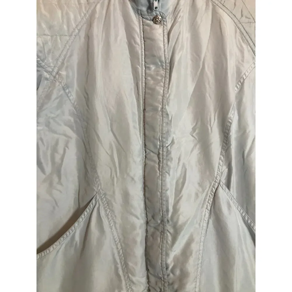 Vintage Ashton Cove Silk Jacket Women Medium Baby Icy Blue Zip Up Ultra Soft 80s